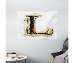 Fire Letter Capital L Wide Tapestry