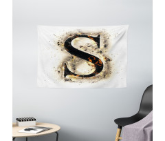 Uppercase S Fiery Hot Wide Tapestry