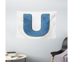 Denim Letter Alphabet Wide Tapestry