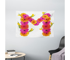 Gerbera Flowers Tulips Wide Tapestry