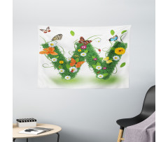 Green Foliage Animals Wide Tapestry