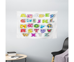 Alphabet Set Colorful Wide Tapestry