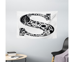 Floral Monochrome S Wide Tapestry