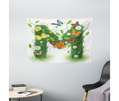 Flower and Butterfly M Wide Tapestry