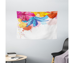 Vibrant Flowers Bloom Wide Tapestry