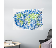 Fingerprint World Map Wide Tapestry