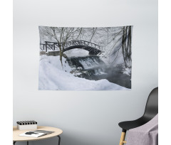 Wooden Bridge Cold River Wide Tapestry