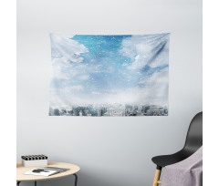 Snow Falling New York Wide Tapestry