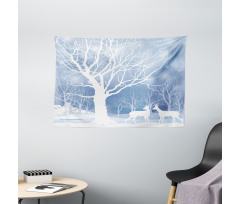 Abstract Winter Deer Wide Tapestry