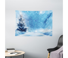 Frozen Pine Snowflakes Wide Tapestry