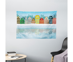Christmas Houses Sea Wide Tapestry