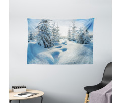 Blue Sky Tree Footprints Wide Tapestry