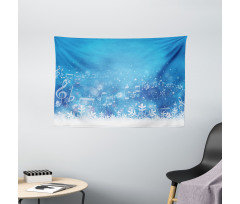 Music Notes Snowflakes Wide Tapestry