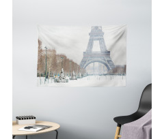 Eiffel Tower in Snow Wide Tapestry