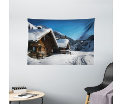 Houses Austria Mountains Wide Tapestry