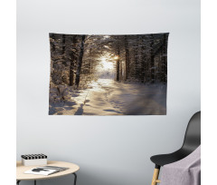 Christmas Snow Forest Wide Tapestry