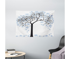 Tree with Snowflakes Wide Tapestry