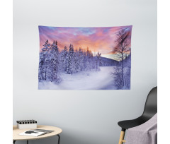 Frozen River Sunrise Wide Tapestry