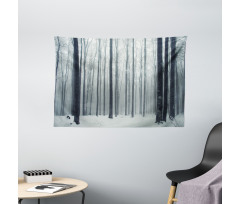 Foggy Mysterious Woods Wide Tapestry