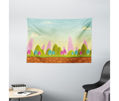 Fantasy Cartoon Illustration Wide Tapestry