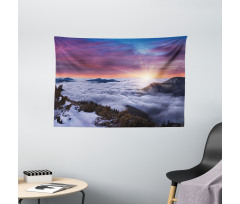 Winter Landscape Sunset Wide Tapestry