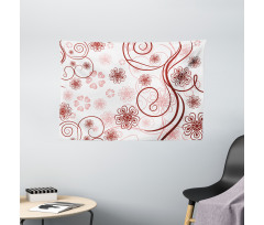 Flowers Bold Lines Wide Tapestry