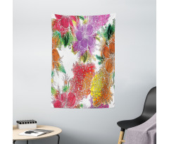Abstract Colorful Flowers Tapestry
