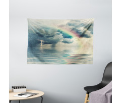 Romantic Water Drops Rainbow Wide Tapestry