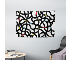 Urban Themed Road Design Wide Tapestry