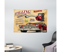 Gasoline Station Vehicle Wide Tapestry