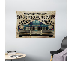 Traditional Old Race Car Wide Tapestry