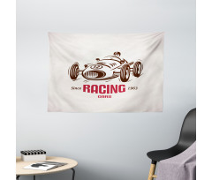 Retro Race Car Emblem Wide Tapestry