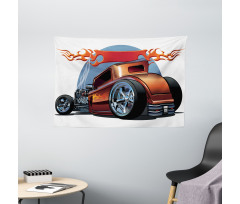 Cartooon Hot Rod Classic Wide Tapestry