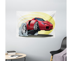 Cartoon Vehicle Powerful Wide Tapestry