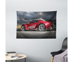 Modern Red Sports Vehicle Wide Tapestry