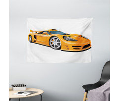 Orange Fast Sports Car Wide Tapestry