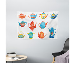 Teapots Design Wide Tapestry
