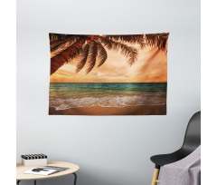 Exotic Seascape with Palm Wide Tapestry