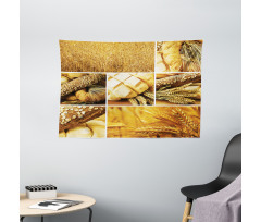 Wheat Stages Collage Wide Tapestry