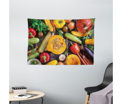 Fresh Vegetables Table Wide Tapestry