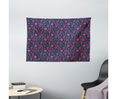 Romance Pattern Heart Wide Tapestry