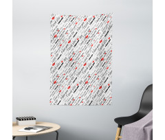 Romance Words Hearts Tapestry