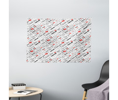 Romance Words Hearts Wide Tapestry