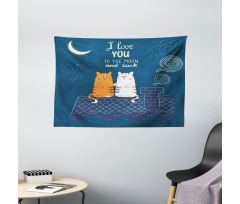 Love Cats on Roof Wide Tapestry