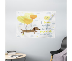 Dogs Balloons Wide Tapestry