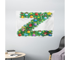 Traditional Font Xmas Wide Tapestry