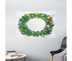 Letter O Xmas Wreath Wide Tapestry
