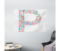 Music Notes Uppercase Wide Tapestry