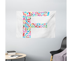 Music Notes Capital F Wide Tapestry