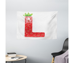 Ripe Strawberry Letter Wide Tapestry